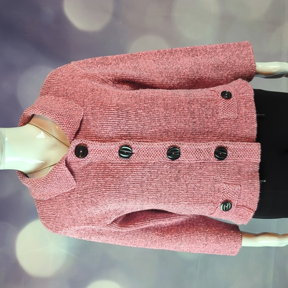Willow Pink Button-Front Knit Cardigan